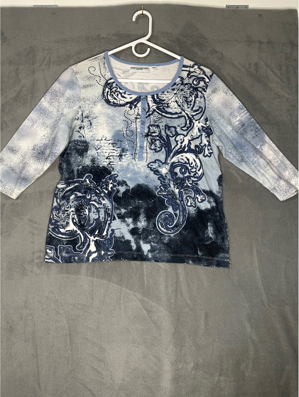 Rebecca Malone Petite Large Womens Blouse vintage Y2K Abstract